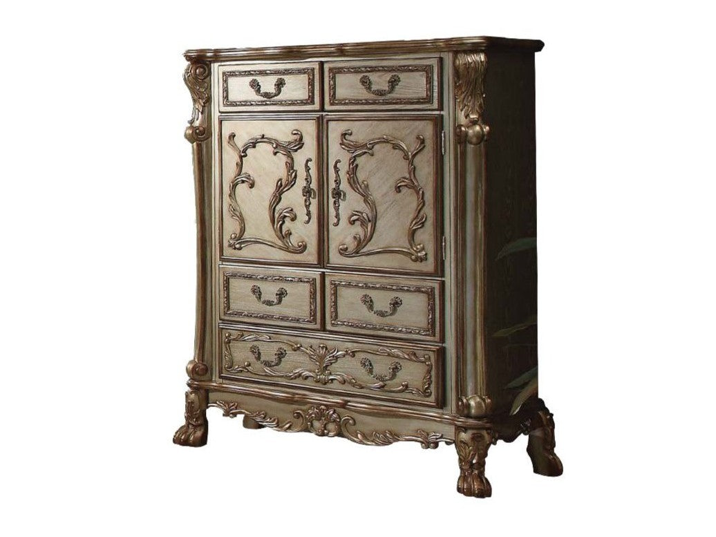 Dresden Golden Brown Wood Chest - Ornate Home
