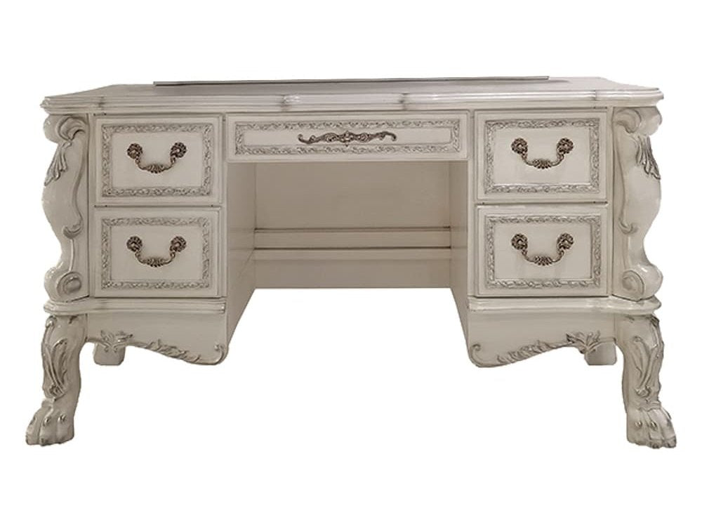 Dresden II Bone White Vanity Desk - Ornate Home