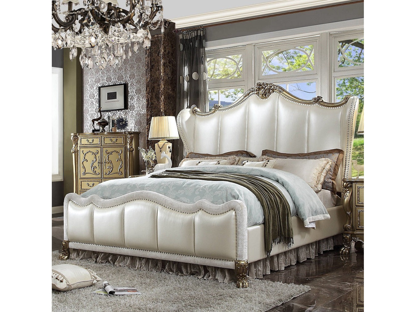 Dresden II Gold Patina Finish California King Bed - Ornate Home