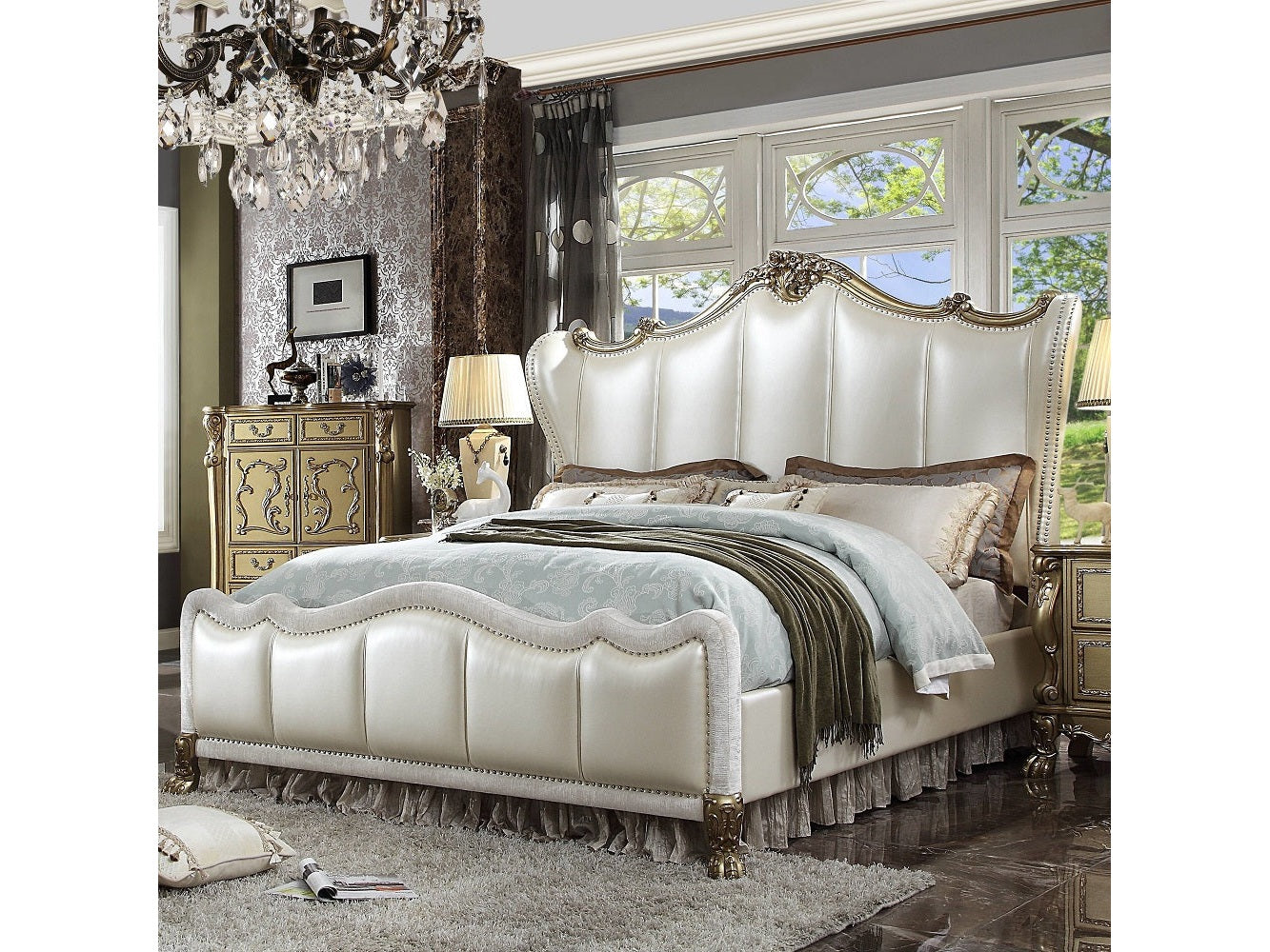 Dresden II Gold Patina Finish King Bed - Ornate Home