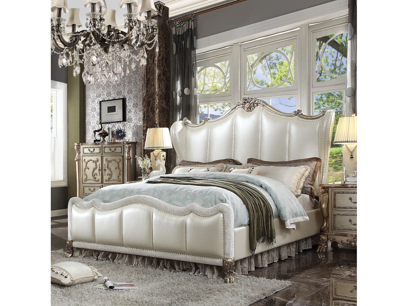 Dresden II Gold Patina Finish Queen Bed - Ornate Home