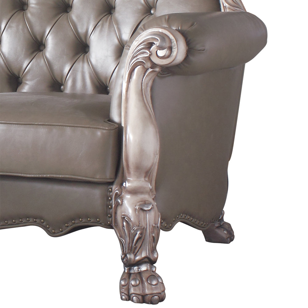 Dresden Vintage Bone White Finish Loveseat w/ 3 Pillows - Ornate Home