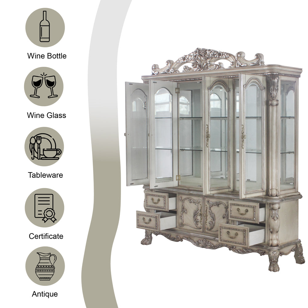 Dresden Vintage Bone White Hutch & Buffet - Ornate Home