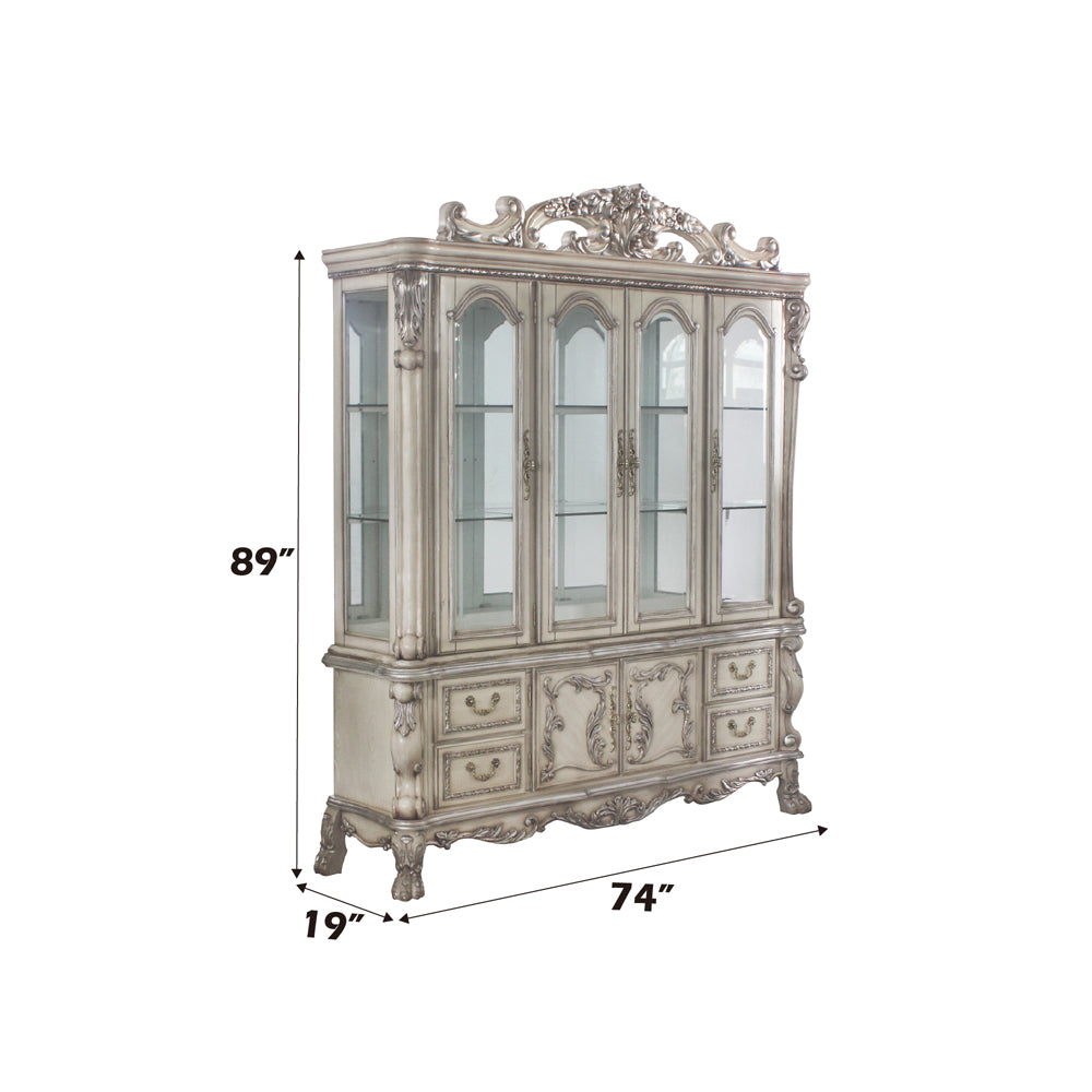 Dresden Vintage Bone White Hutch & Buffet - Ornate Home