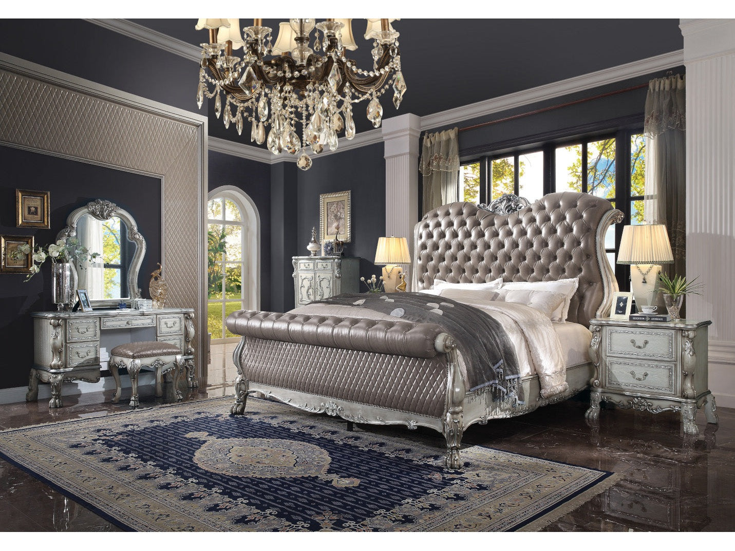 Dresden Vintage Bone White Mirror - Ornate Home