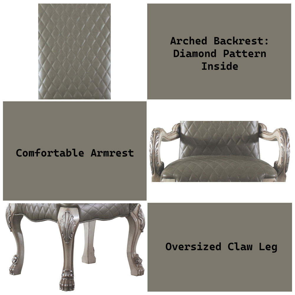 Dresden Vintage Bone White & PU Arm Chair - Ornate Home