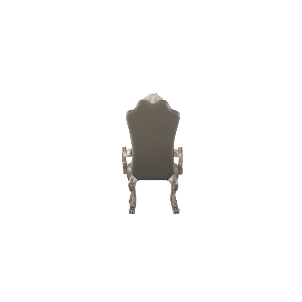 Dresden Vintage Bone White & PU Arm Chair - Ornate Home
