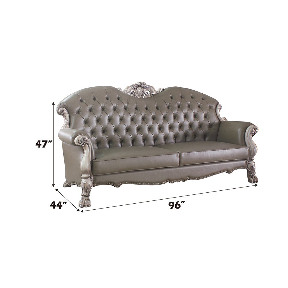 Dresden Vintage Bone White Sofa w/ 5 Pillows - Ornate Home