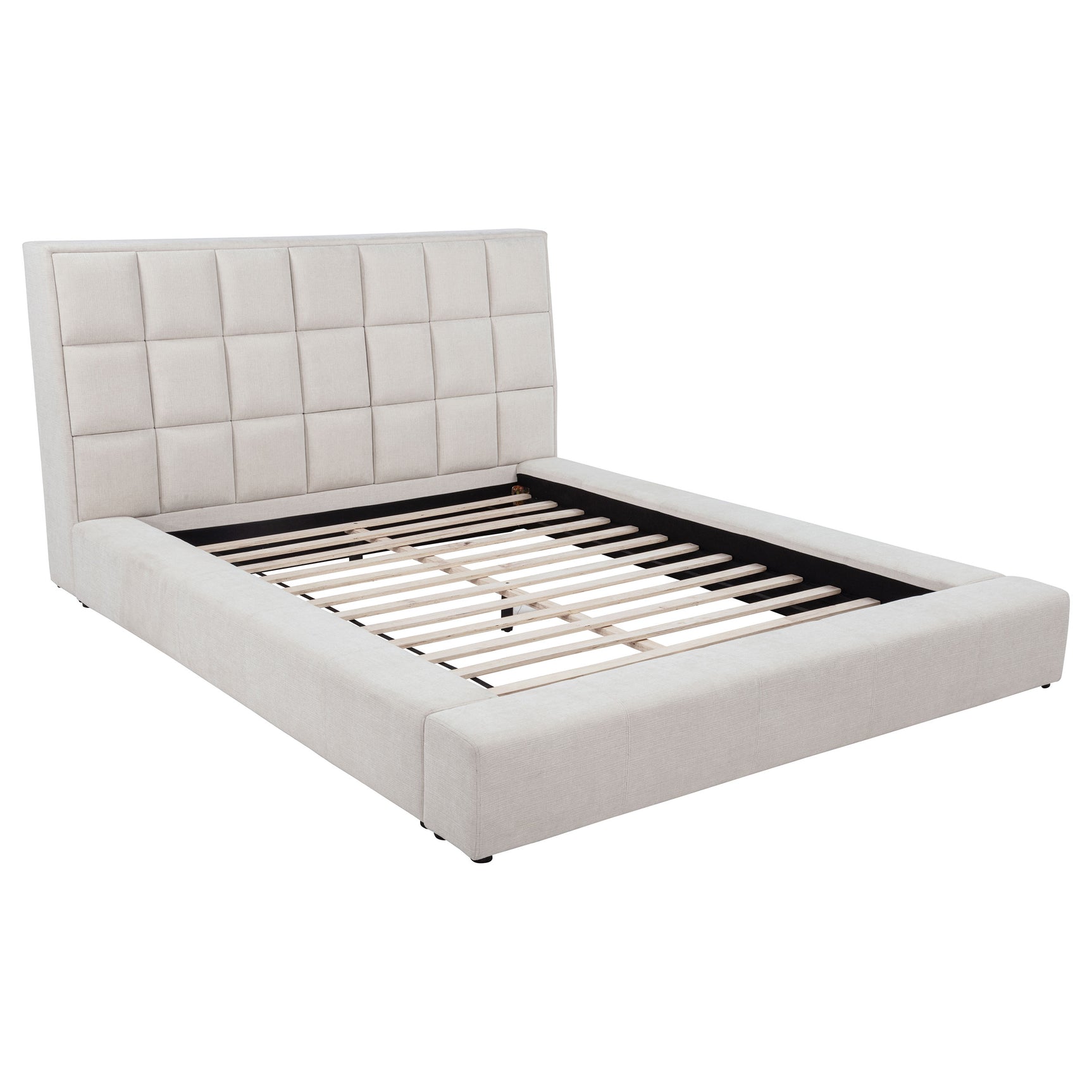 Dreux Cream Upholstered Eastern King Panel Platform Bed - Ornate Home