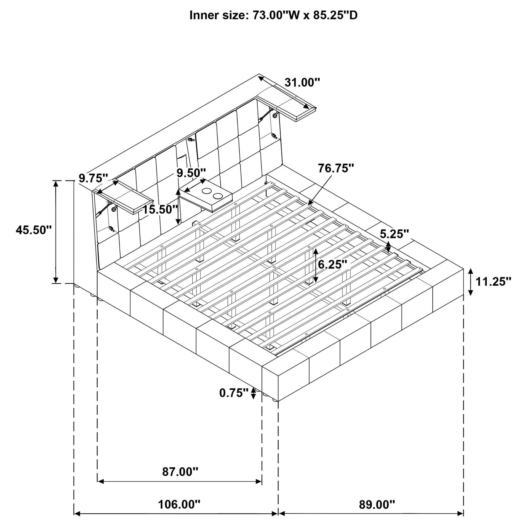 Dreux Grey Upholstered California King Panel Platform Bed - Ornate Home