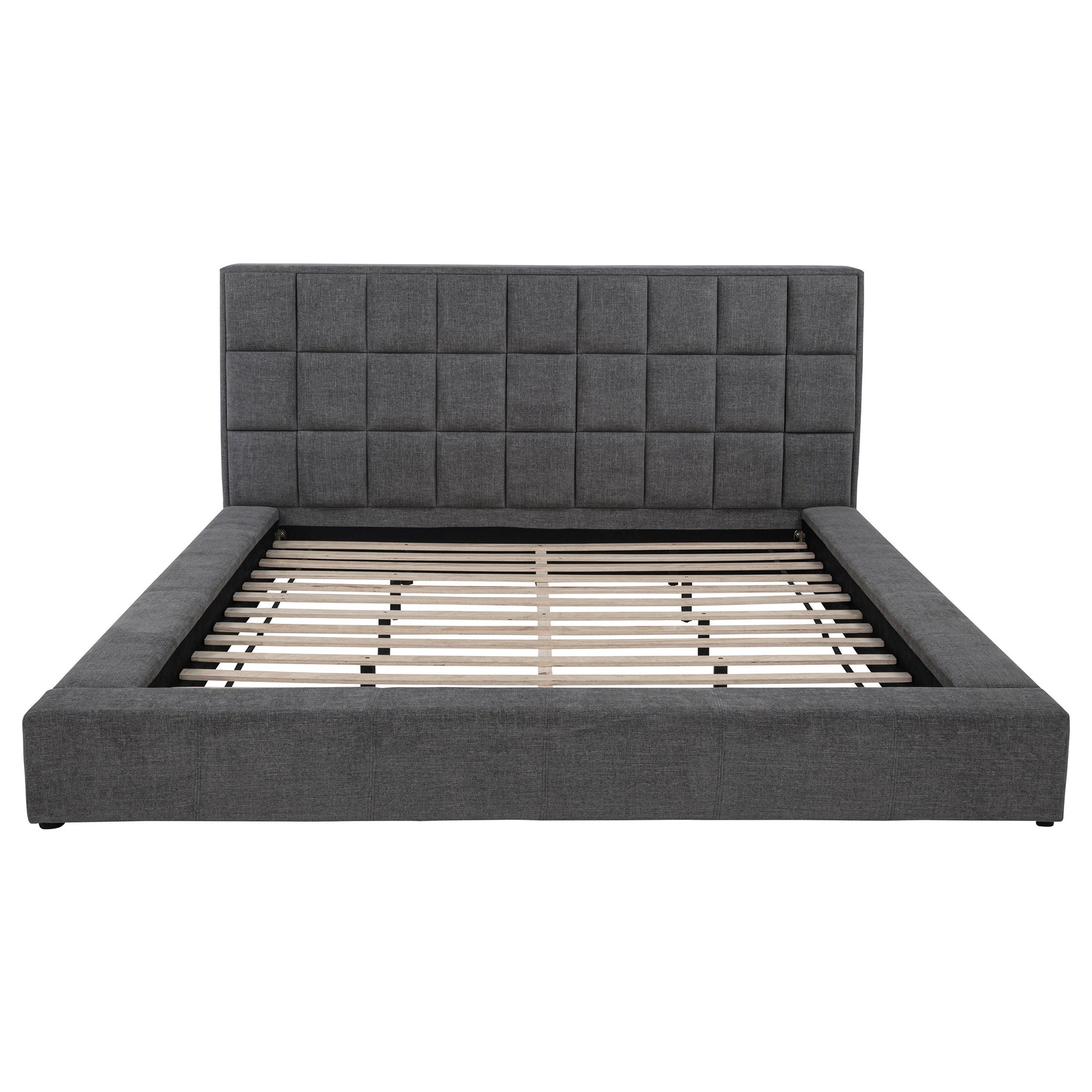 Dreux Grey Upholstered Eastern King Panel Platform Bed - Ornate Home