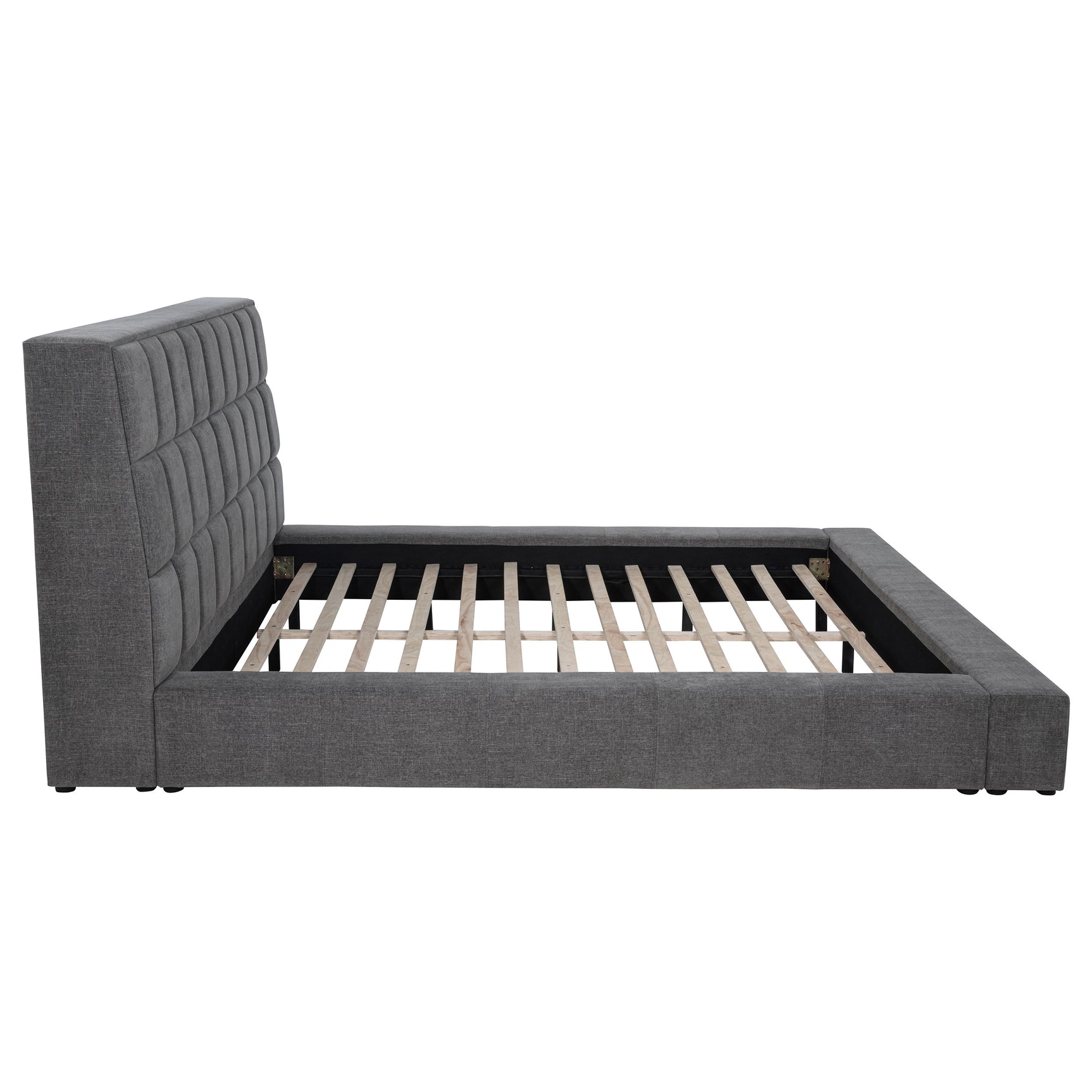 Dreux Grey Upholstered Eastern King Panel Platform Bed - Ornate Home