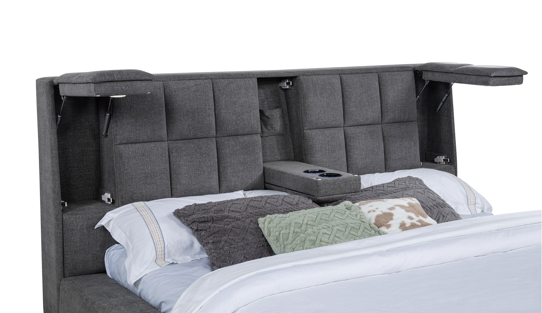 Dreux Grey Upholstered Eastern King Panel Platform Bed - Ornate Home