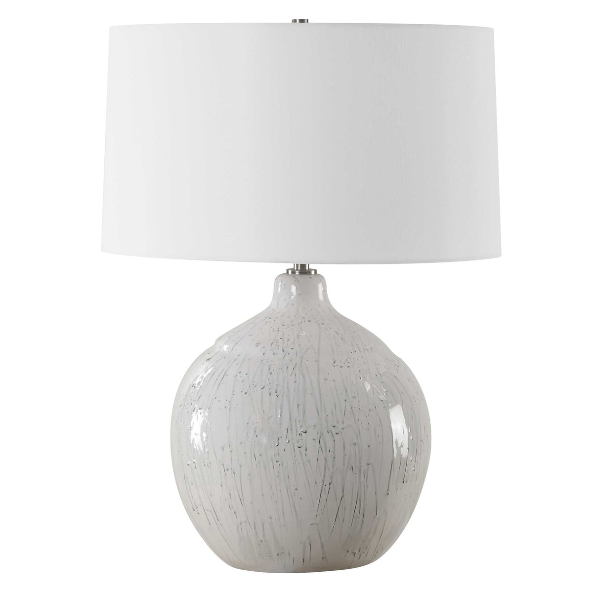 Dribble White Glaze Table Lamp - Ornate Home