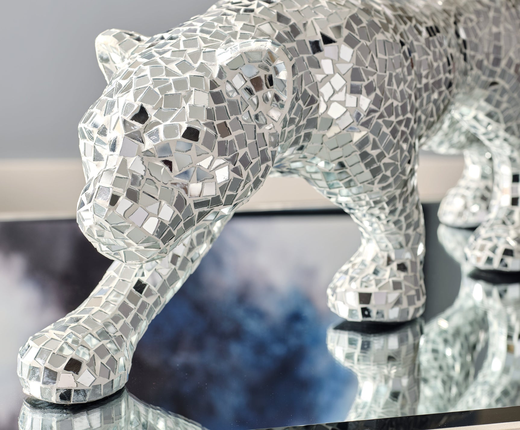 Drice Mirrored Panther Sculpture (Online Special Price) - Ornate Home