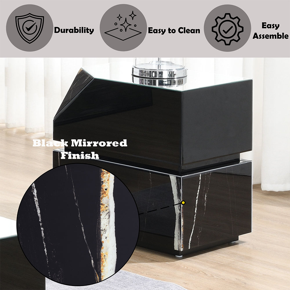 Drisana Black Mirrored End Table - Ornate Home