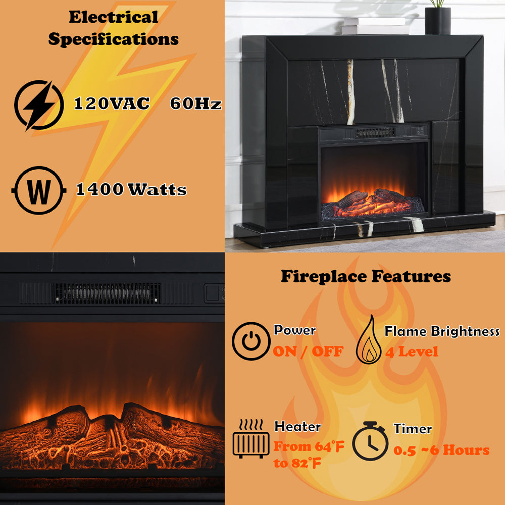 Drisana Black Mirrored Fireplace - Ornate Home