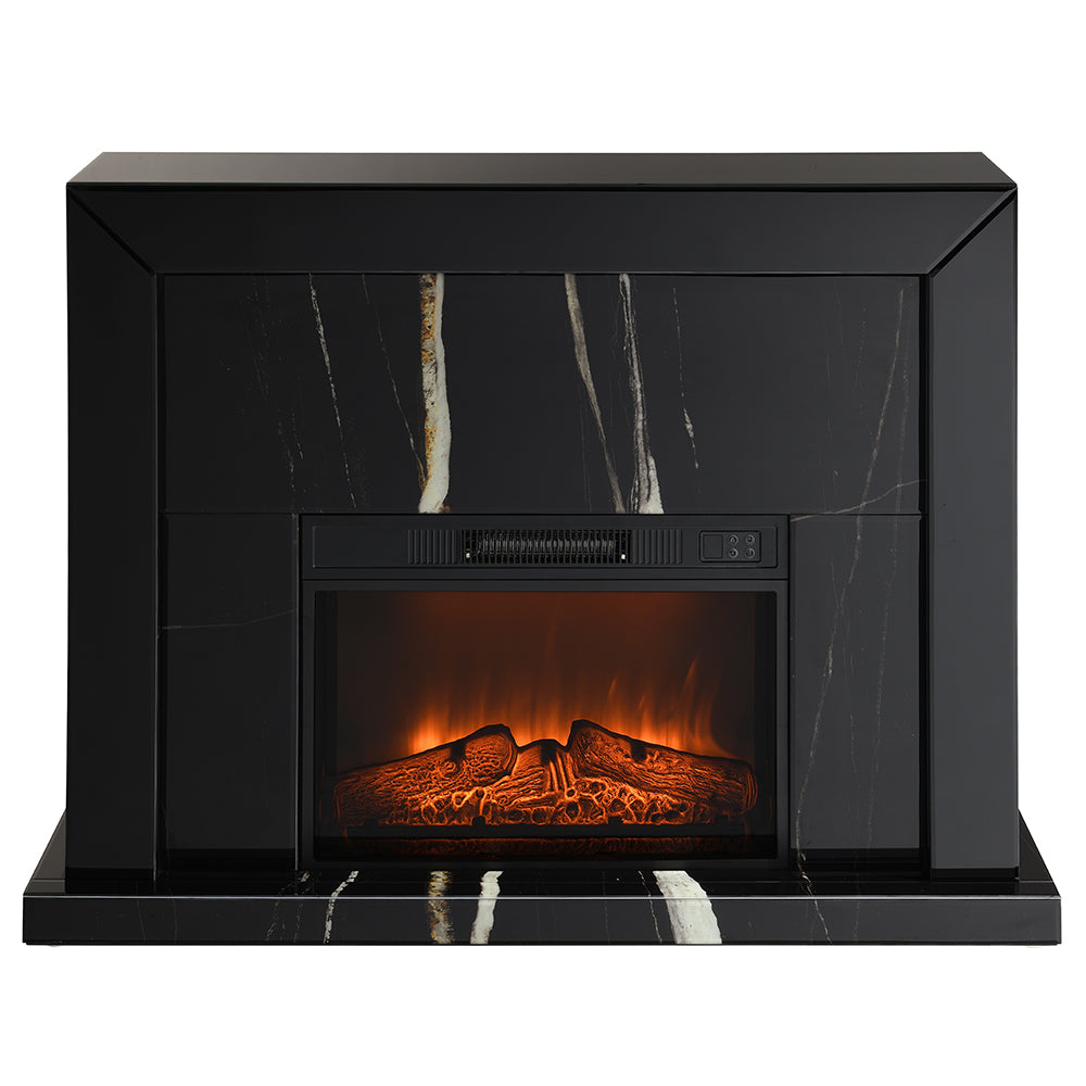 Drisana Black Mirrored Fireplace - Ornate Home