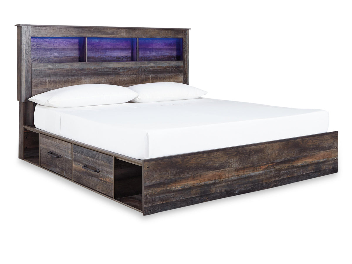 Drystan Brown/Multi King Bookcase Storage Bed, Dresser, Mirror, Chest and Nightstand - Ornate Home