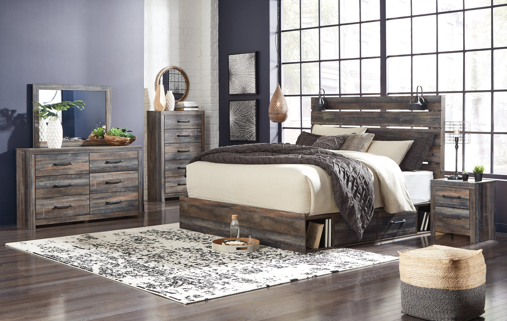 Drystan King Panel Storage Bedroom Set with 2 Nightstands (Online Special Price) - Ornate Home