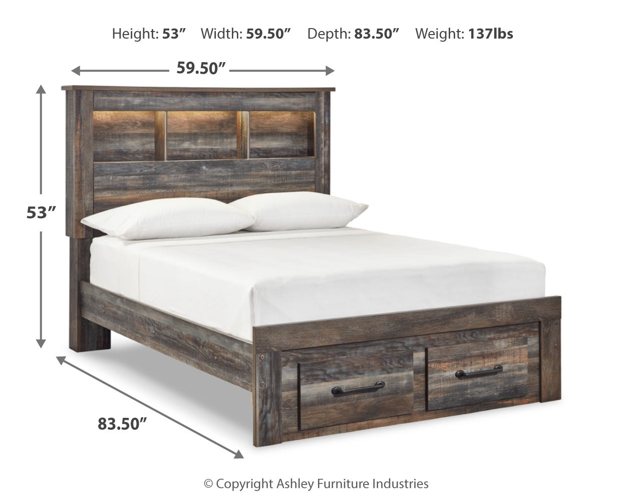 Drystan Multi Full Bookcase Storage Bed and Chest - Ornate Home