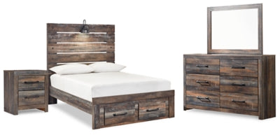 Drystan Multi Full Panel Storage Bedroom Set with Dresser, Mirror and Nightstand (Online Special Price) - Ornate Home