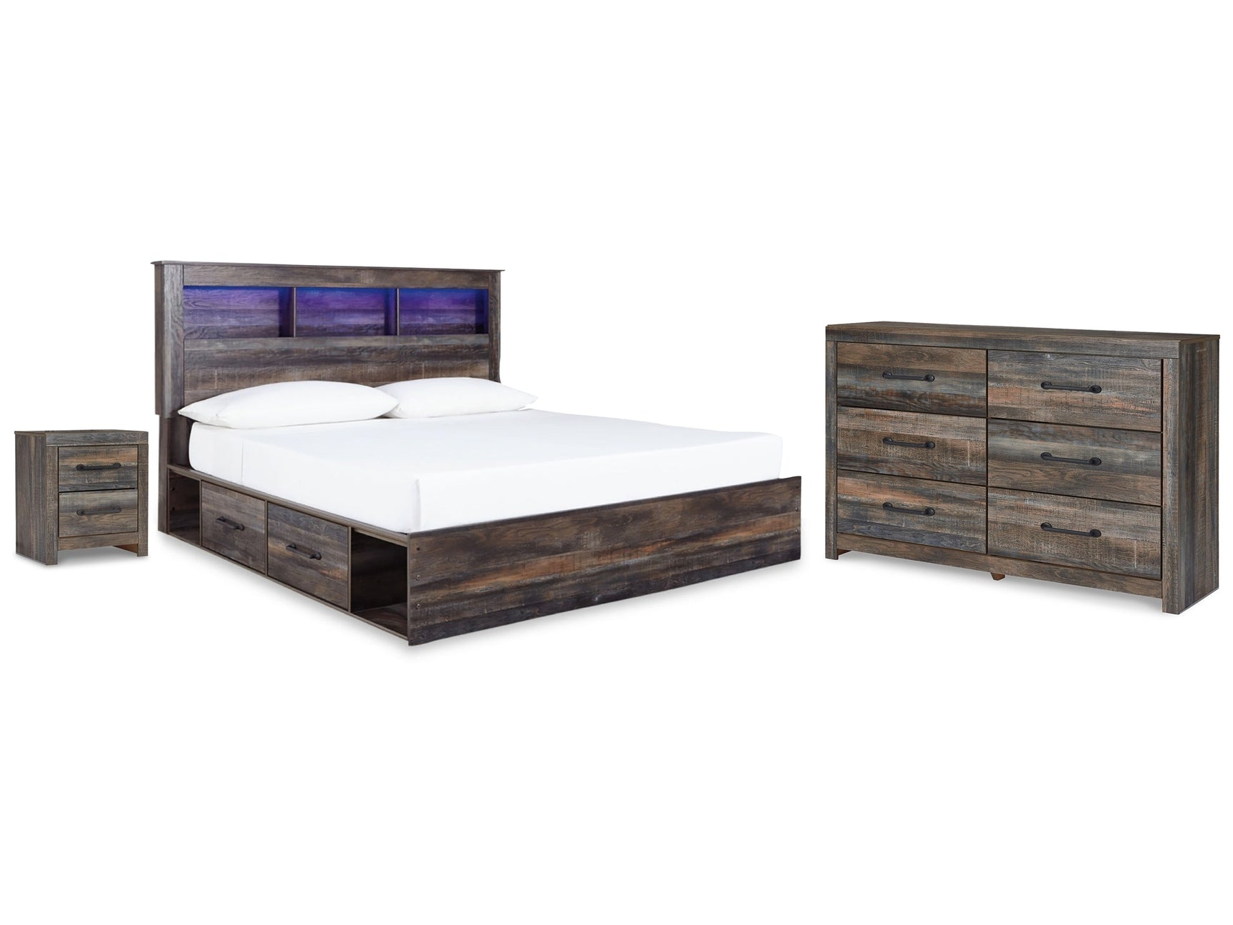 Drystan Multi King Bookcase Storage Bed, Dresser and Nightstand (Online Special Price) - Ornate Home