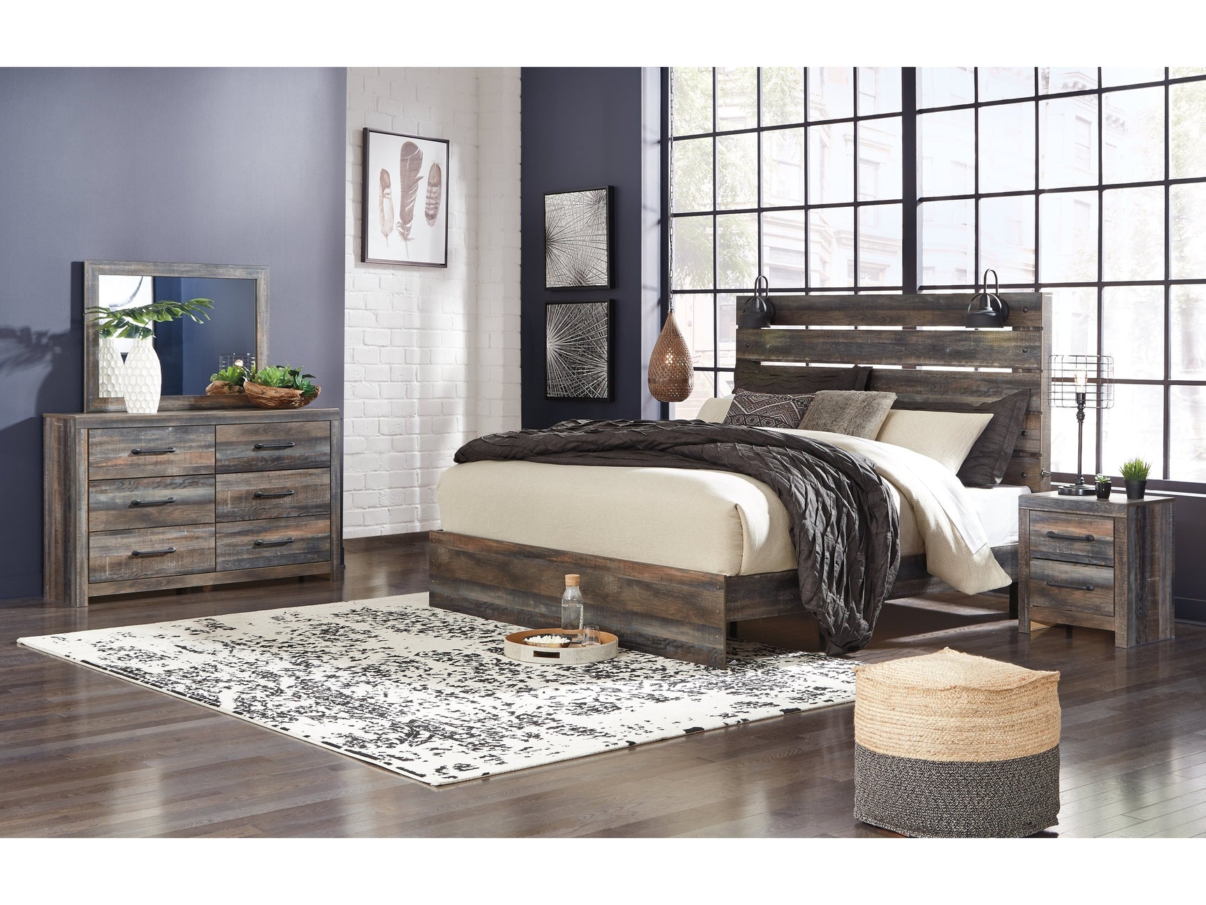 Drystan Multi King Panel Bedroom Set with Dresser, Mirror, and Nightstand (Online Special Price) - Ornate Home