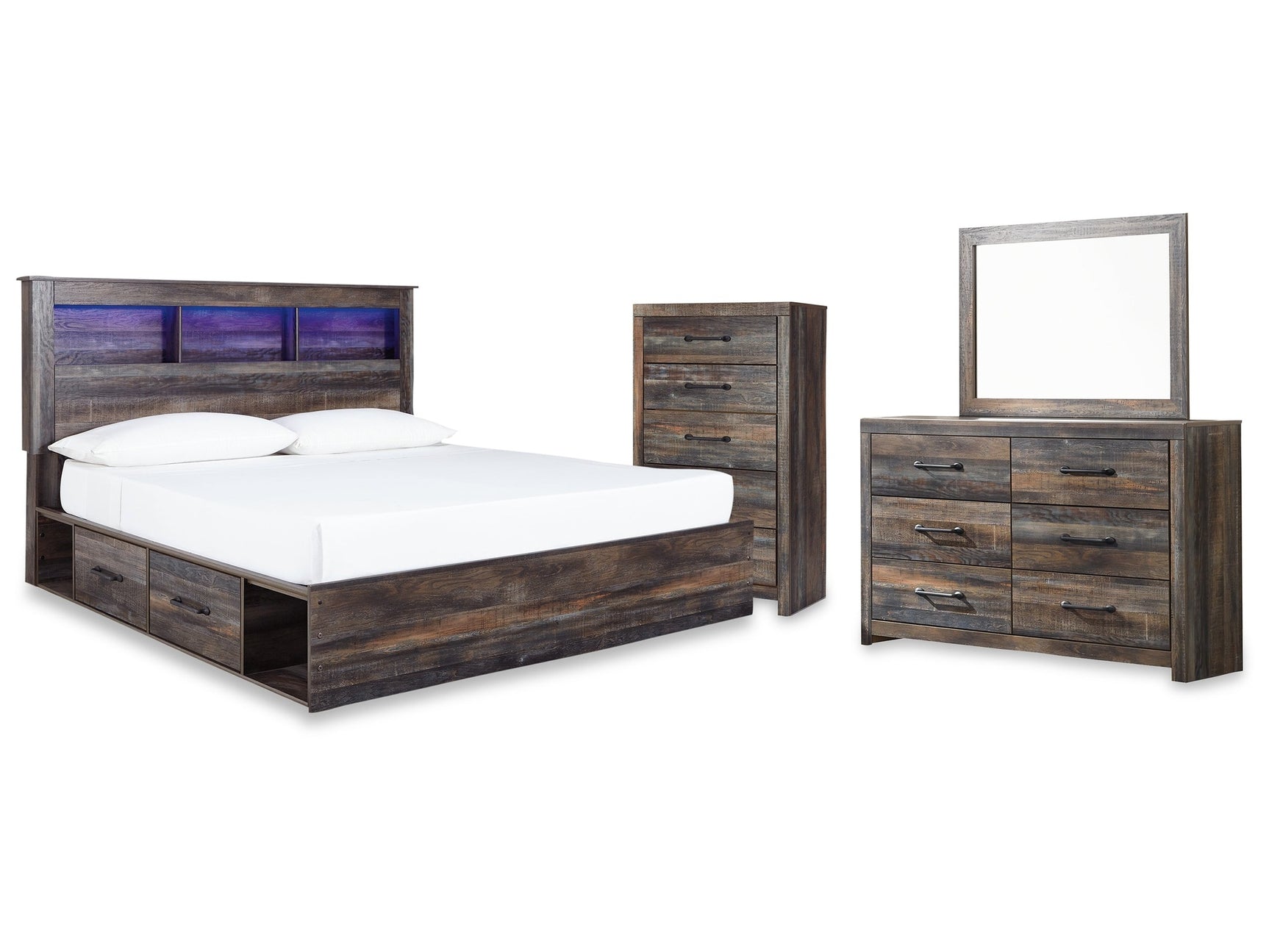 Drystan Multi King Storage Bed, Dresser, Mirror and Chest - Ornate Home