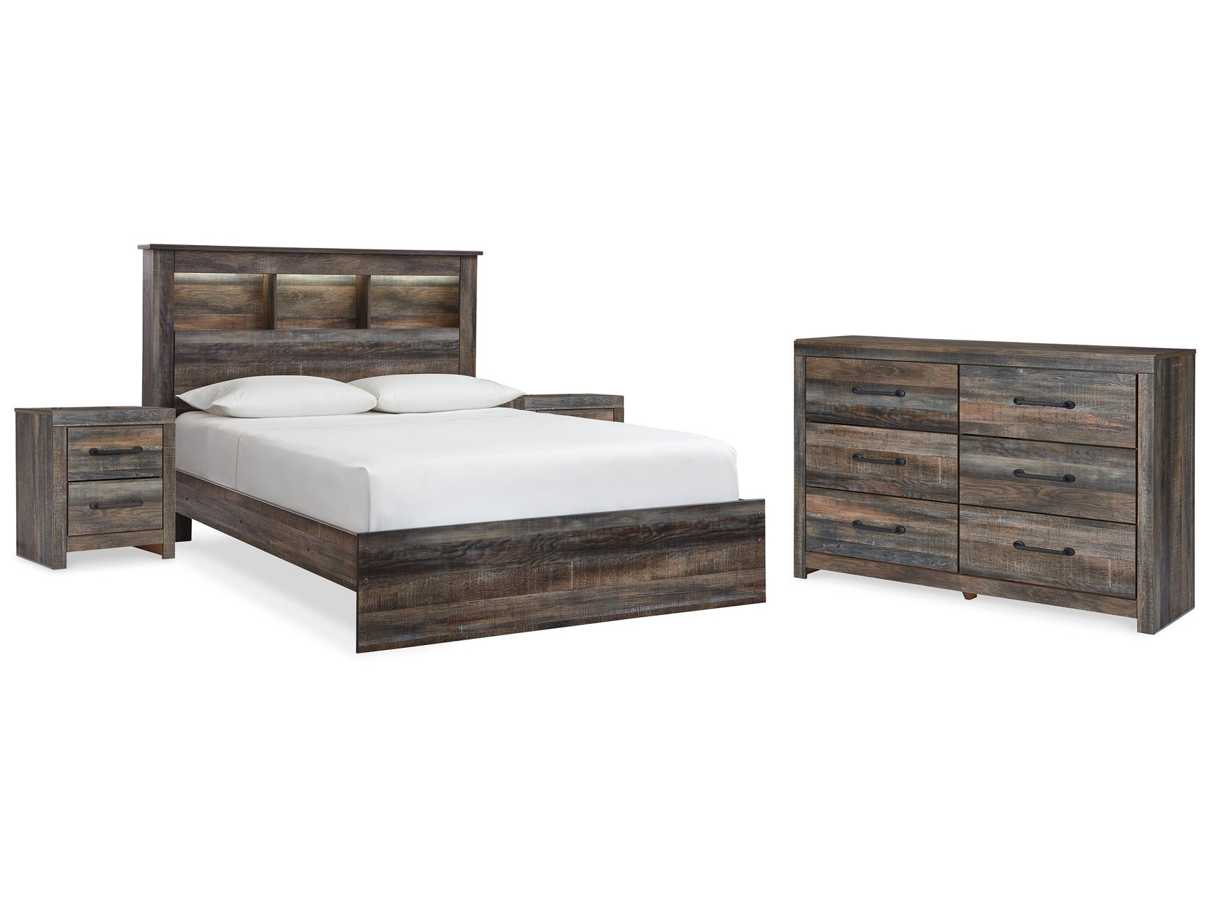 Drystan Multi Queen Bookcase Bed & Dresser & 2 Nightstands - Ornate Home