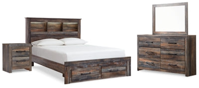 Drystan Multi Queen Bookcase Storage Bedroom Set with Dresser, Mirror and Nightstand - Ornate Home