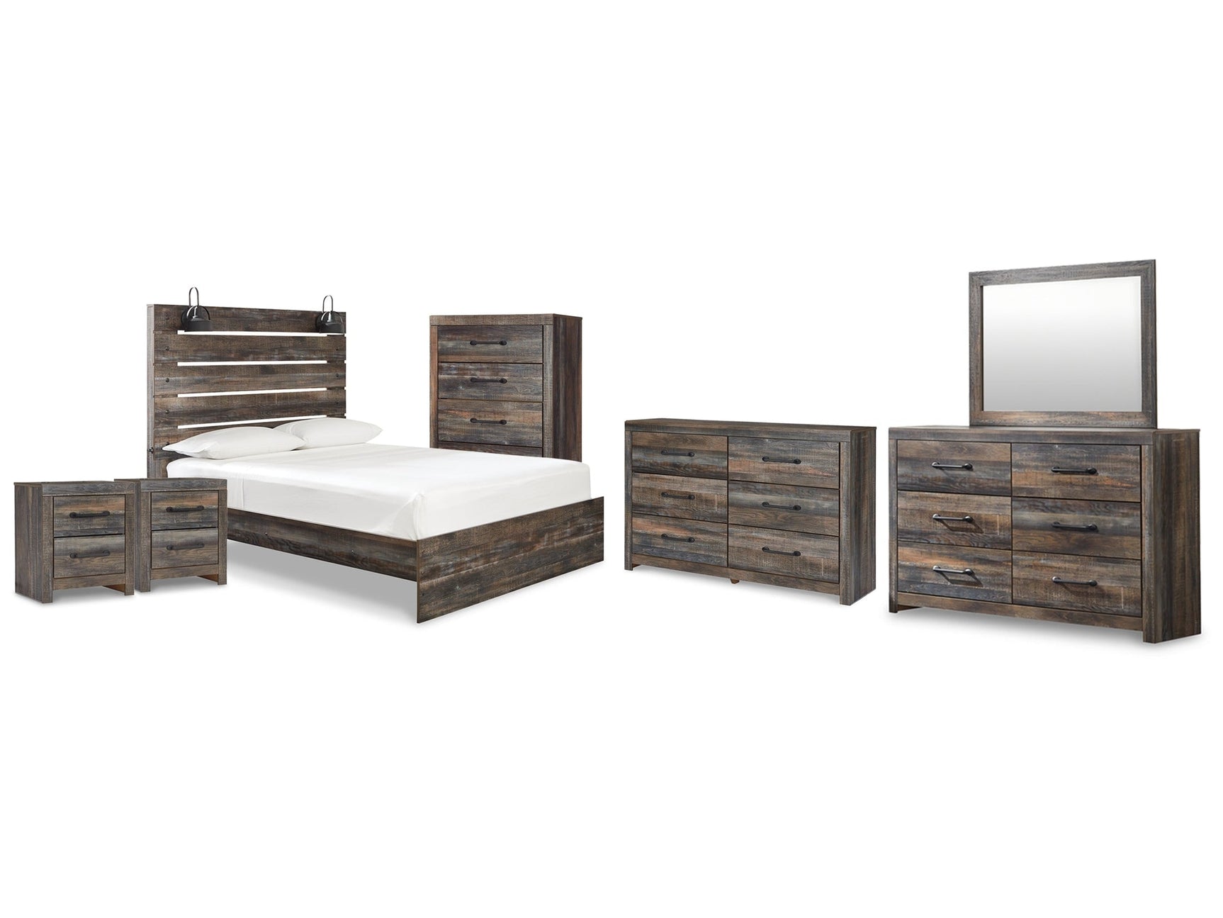 Drystan Multi Queen Panel Bedroom Set with 2 Dressers, Mirror, Chest and 2 Nightstands (Online Special Price) - Ornate Home