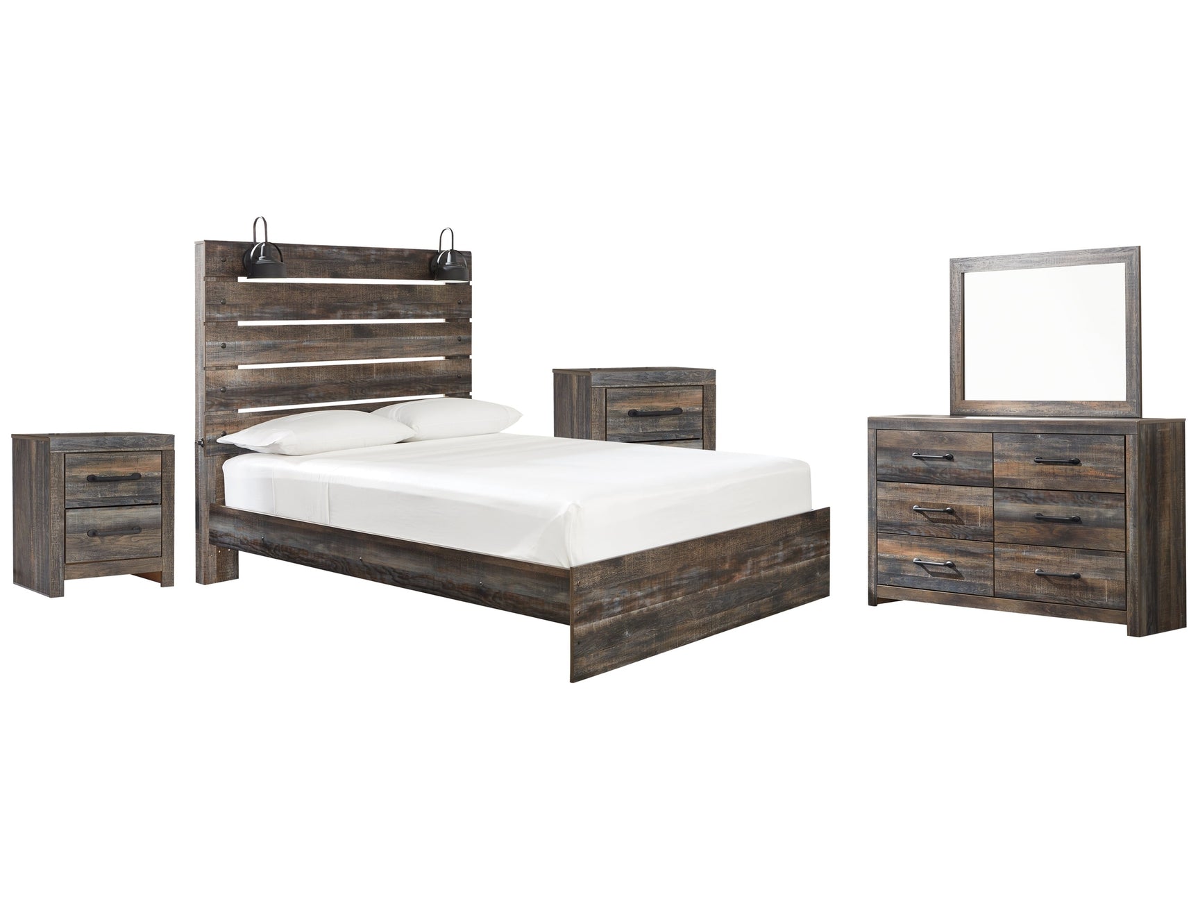 Drystan Multi Queen Panel Bedroom Set with Dresser, Mirror and 2 Nightstands (Online Special Price) - Ornate Home