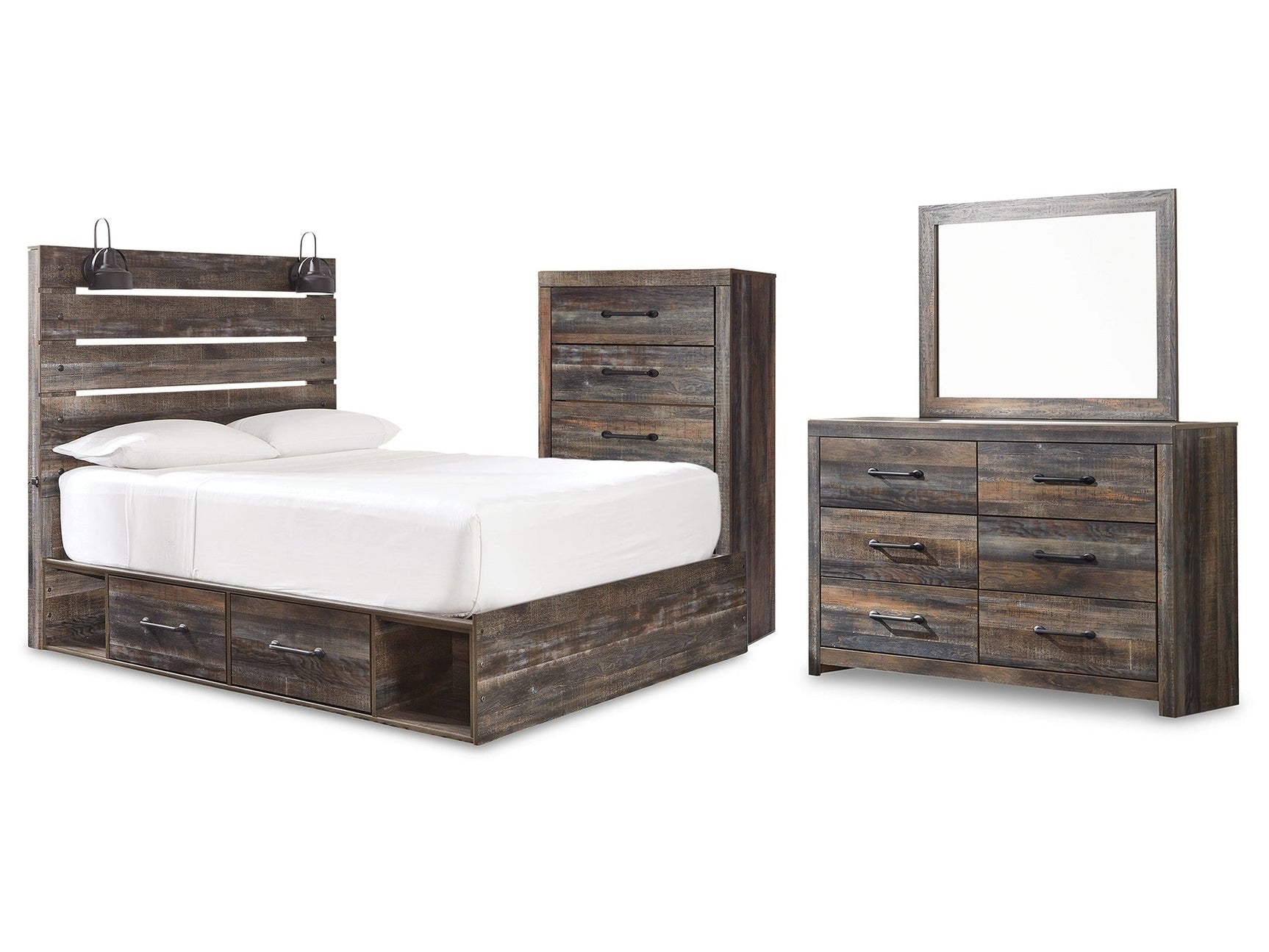 Drystan Multi Queen Panel Bedroom Set with Storage, Dresser, Mirror and Chest (Online Special Price) - Ornate Home