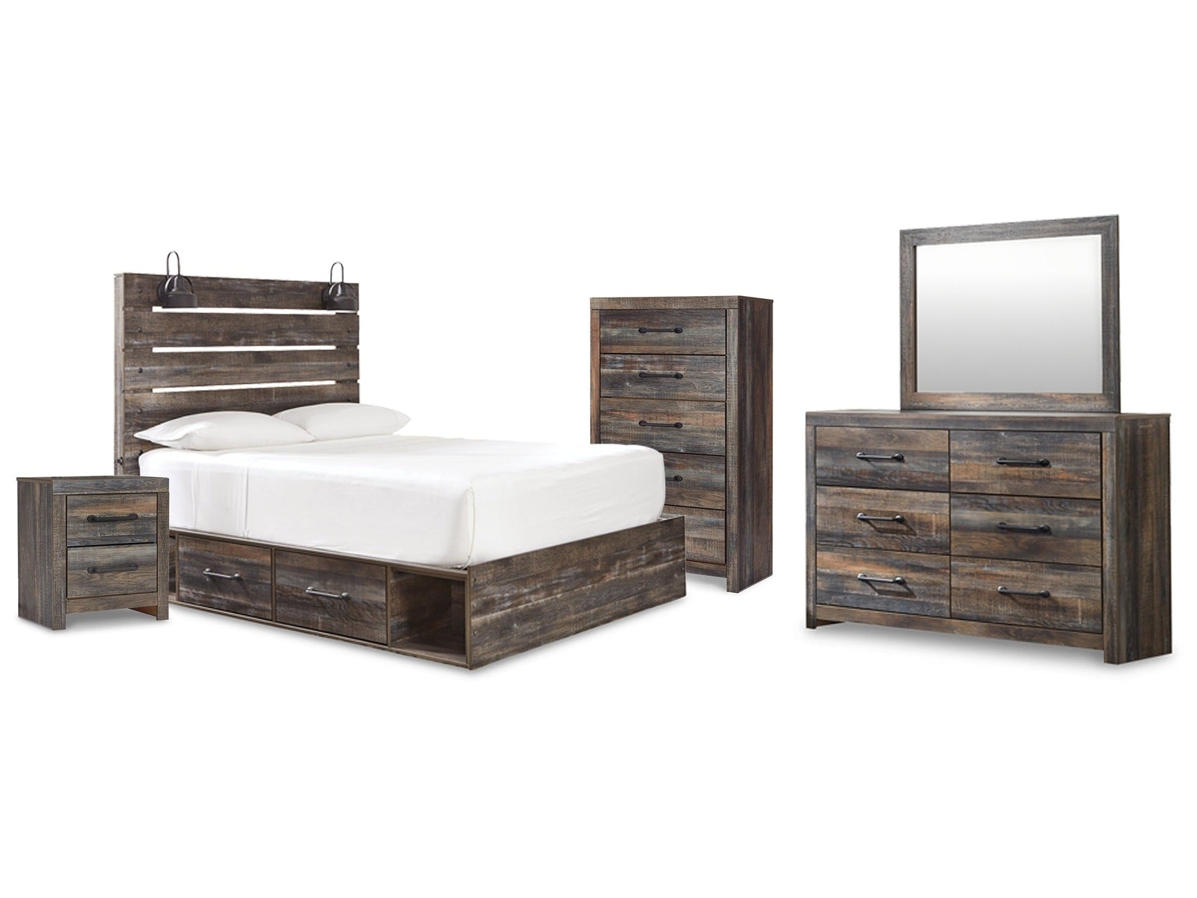 Drystan Multi Queen Panel Storage Bedroom Set with Dresser, Mirror, Chest and Nightstand (Online Special Price) - Ornate Home