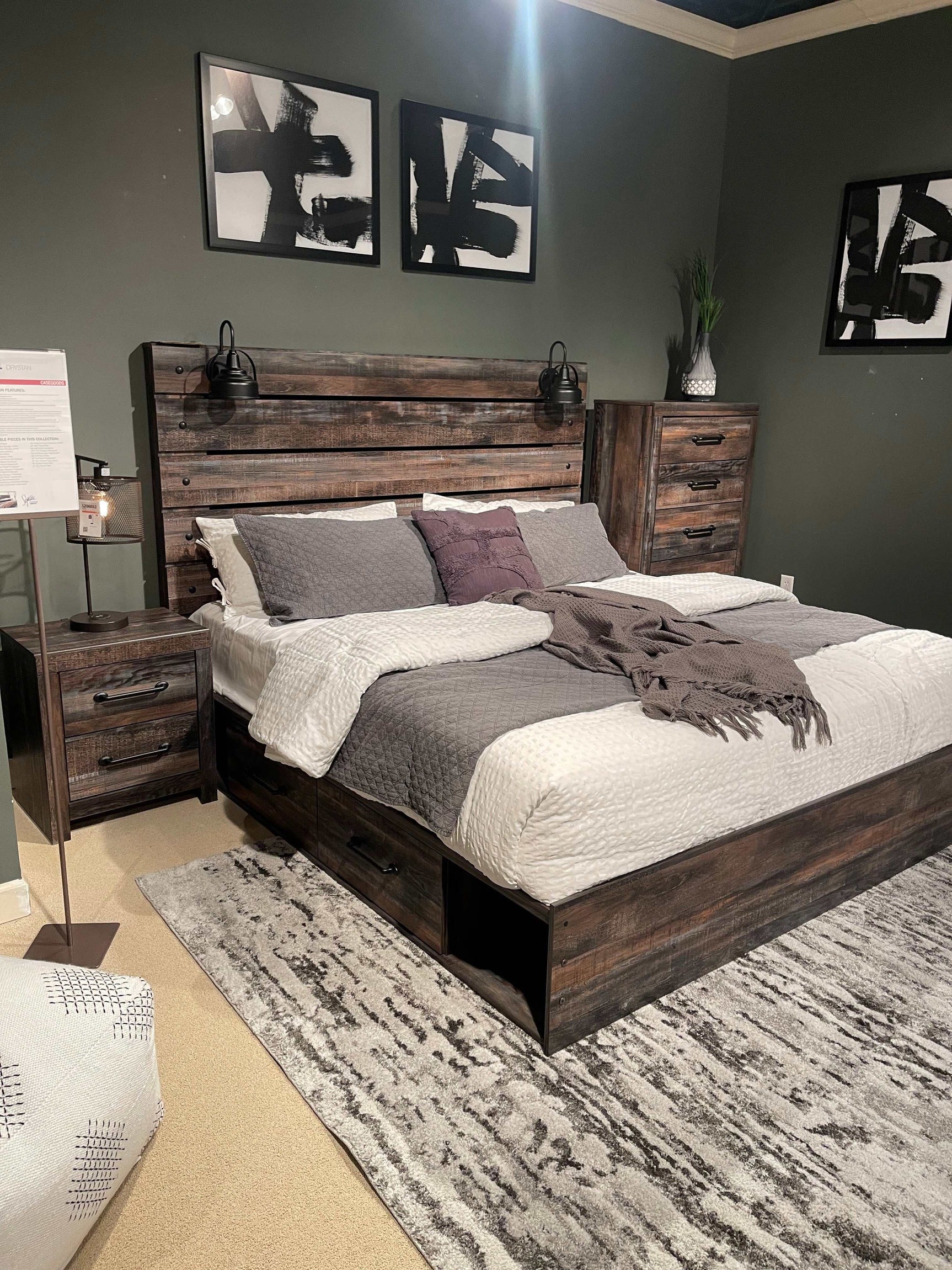 Drystan Multi Tone King Panel Bed w/ 2 Storage Drawers (Online Special Price) - Ornate Home
