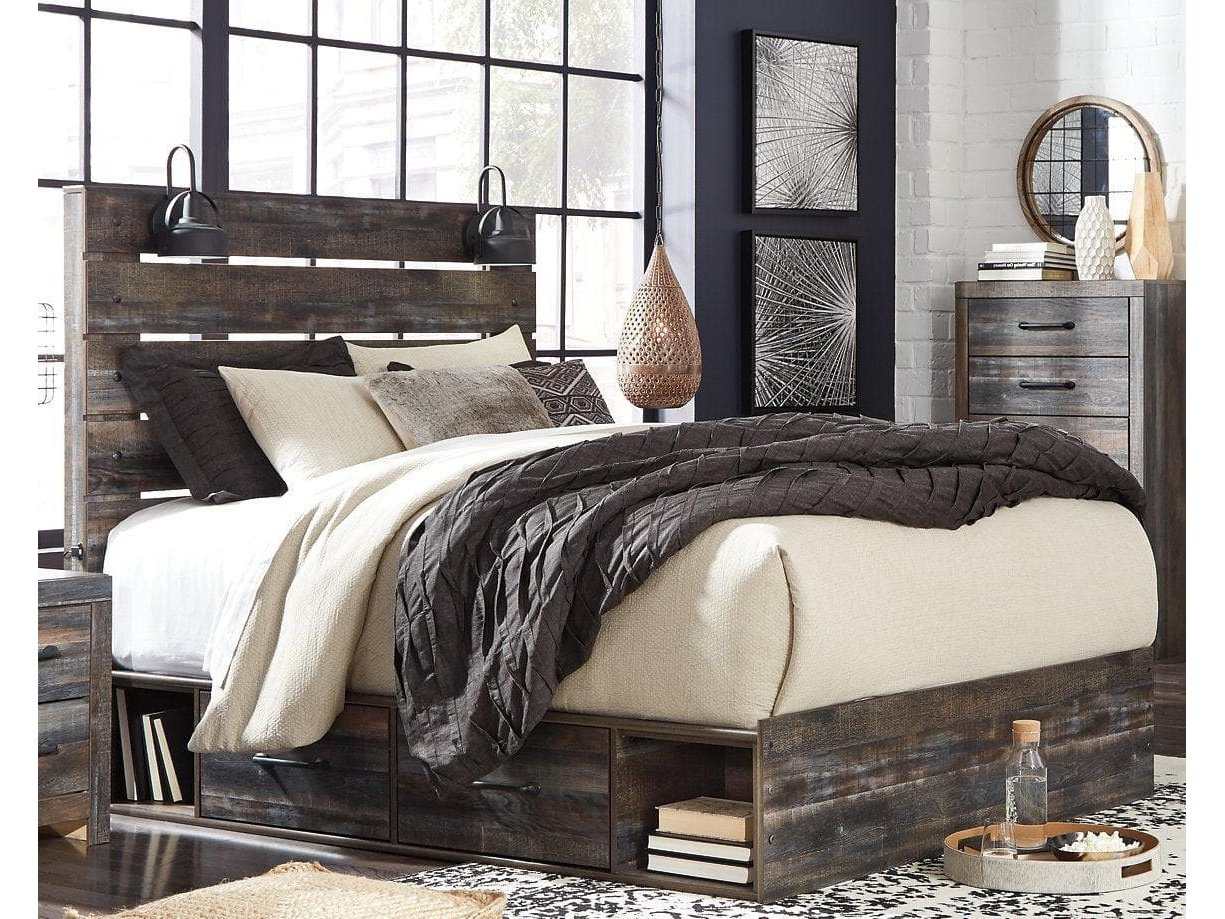 Drystan Multi Tone Queen Panel Bed w/ 4 Storage Drawers (Online Special Price) - Ornate Home