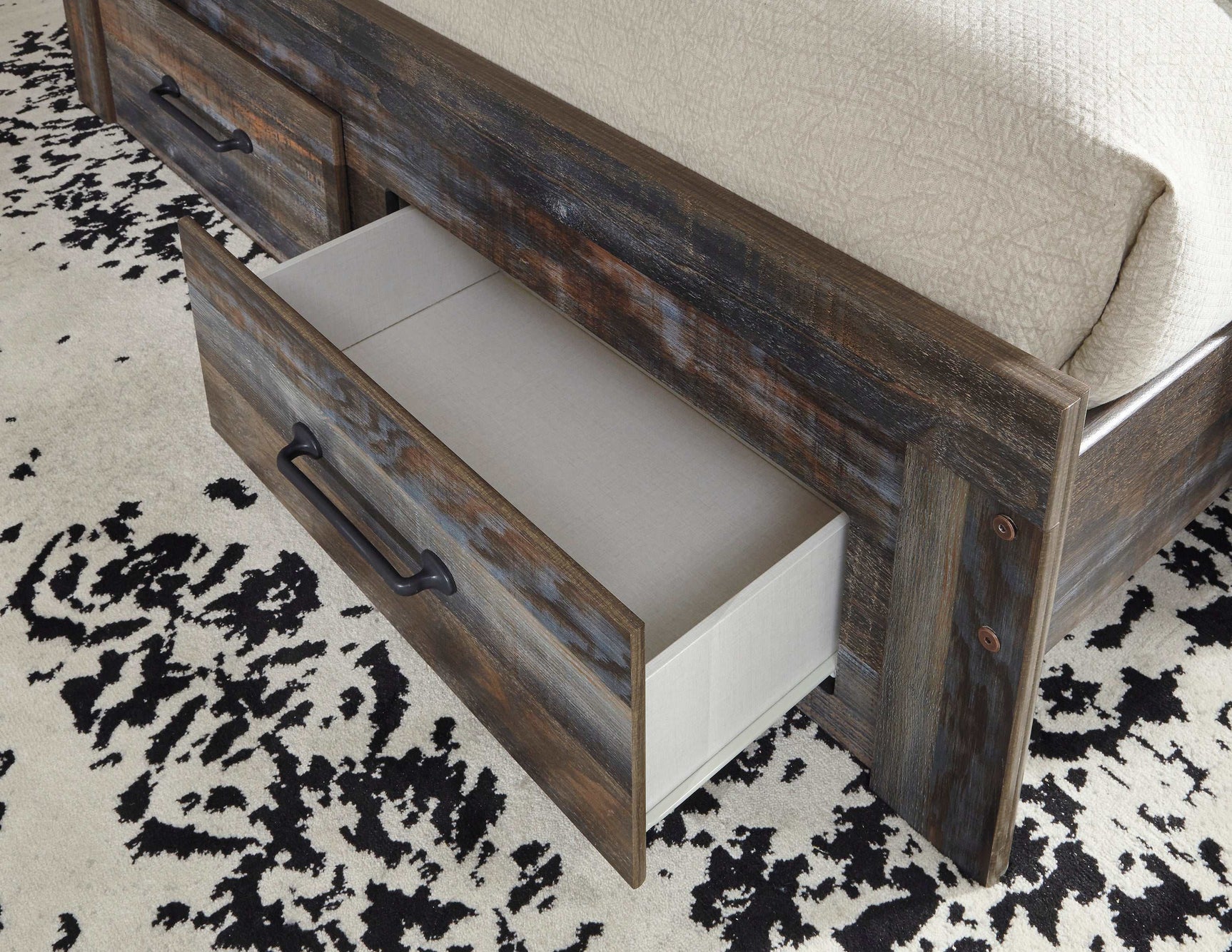 Drystan Multi Tone Queen Panel Bed w/ FB Storage & Bookcase HB (Online Special Price) - Ornate Home