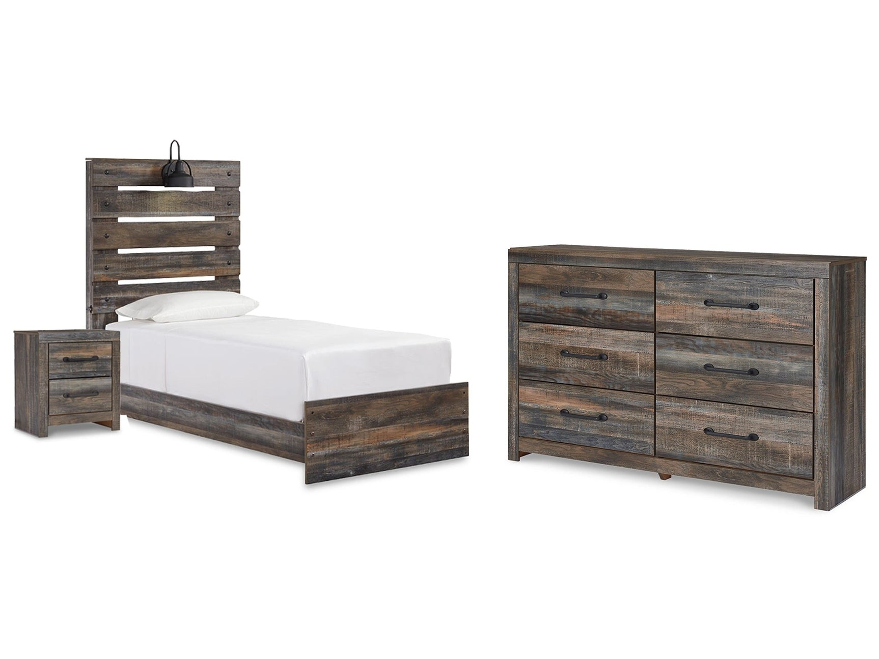 Drystan Multi Twin Panel Bedroom Set with Storage, Dresser and Nightstand - Ornate Home