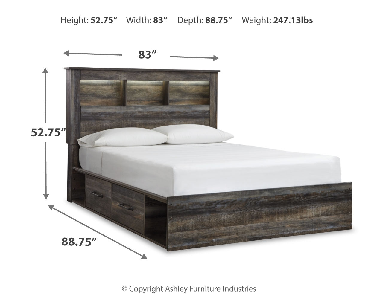 Drystan Queen Bookcase Storage Bedroom Set with Dresser, Mirror and 2 Nightstands (Online Special Price) - Ornate Home