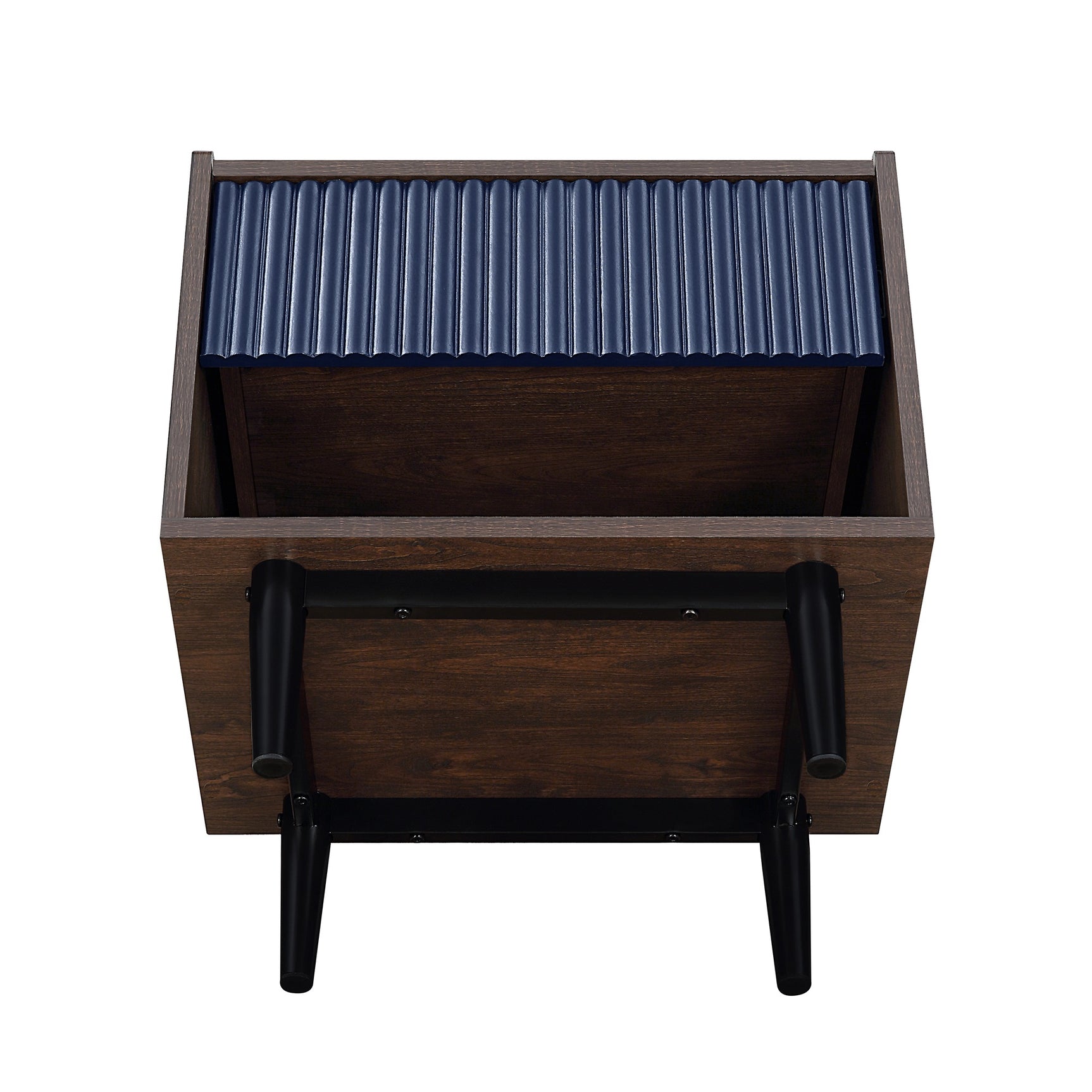 Duane Nightstand in Dark Brown and Navy Blue - Ornate Home