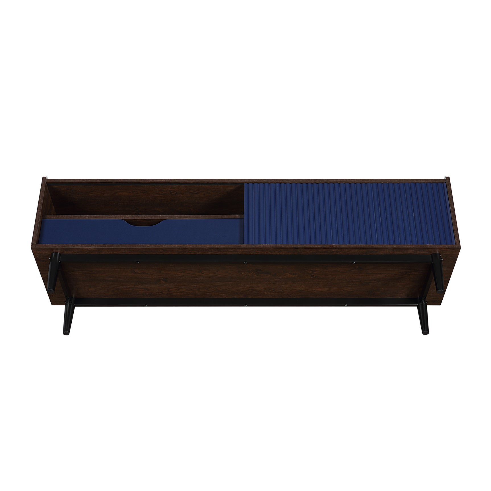 Duane TV Stand in Dark Brown and Navy Blue - Ornate Home