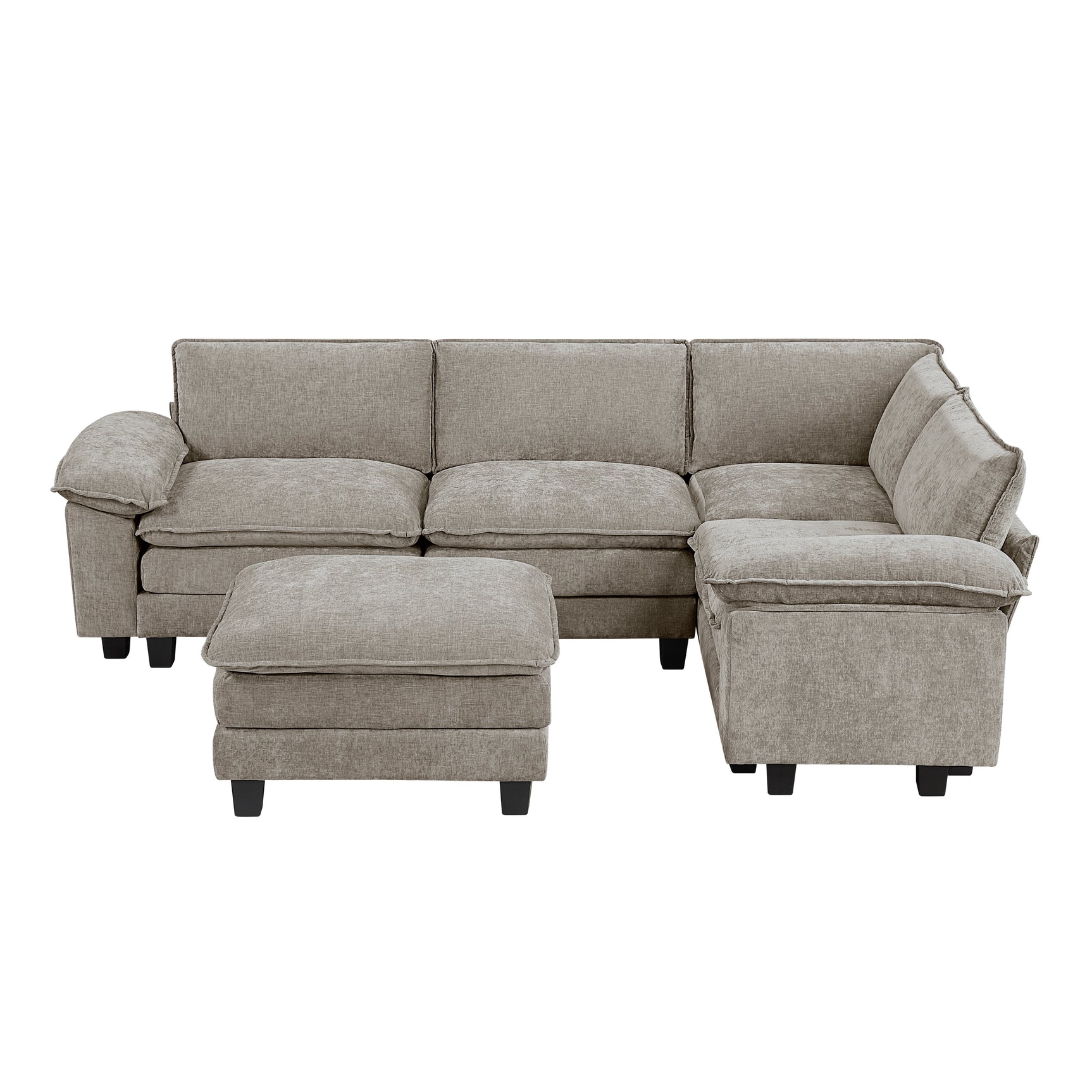 Dublin Dark Pewter 5-Piece Modular Sectional with Ottoman - Ornate Home