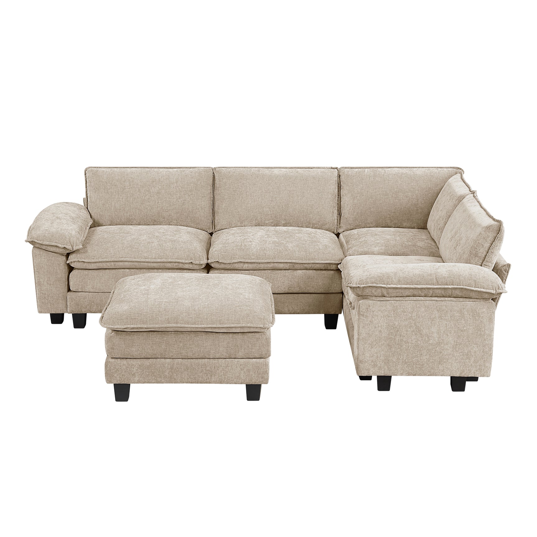 Dublin Taupe 5-Piece Modular Sectional with Ottoman - Ornate Home