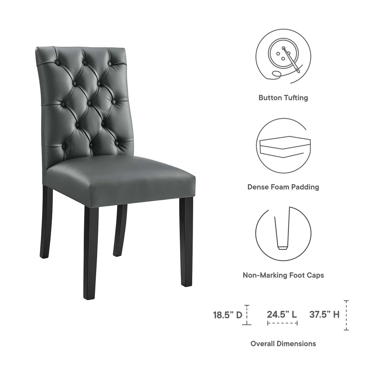 Duchess Gray Vinyl Dining Chair (Set of 2) - Ornate Home