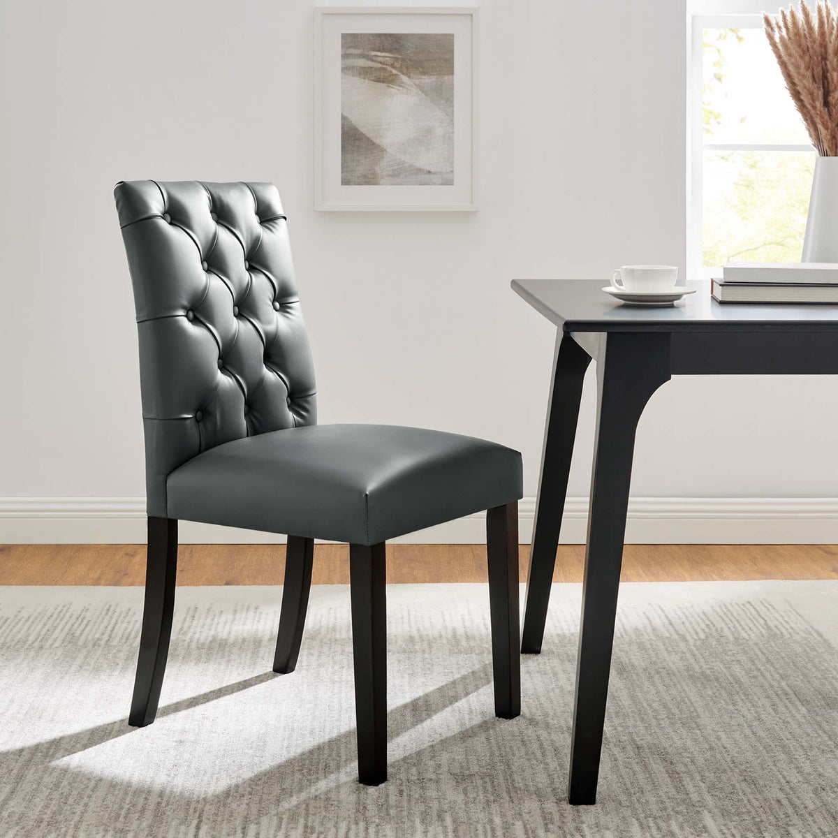 Duchess Gray Vinyl Dining Chair (Set of 2) - Ornate Home