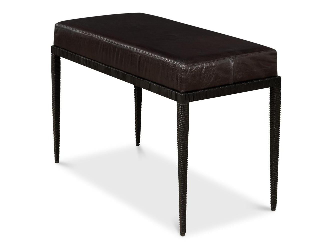 Duke Ridged Black Iron Bench - Ornate Home