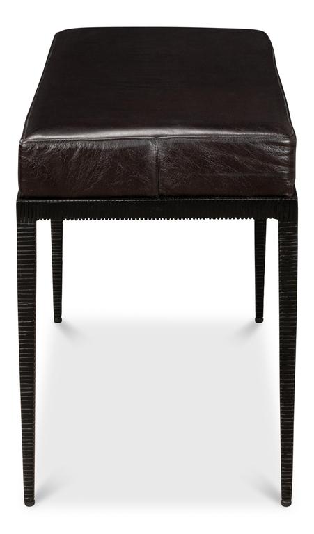 Duke Ridged Black Iron Bench - Ornate Home