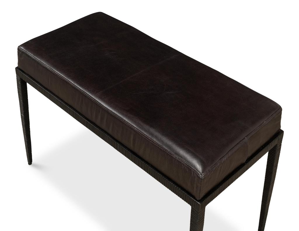 Duke Ridged Black Iron Bench - Ornate Home