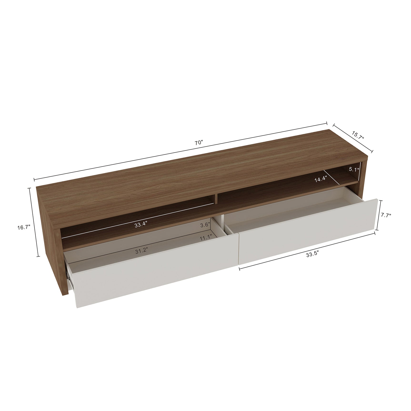 Duncan 70" TV Stand in Maple and Off White - Ornate Home